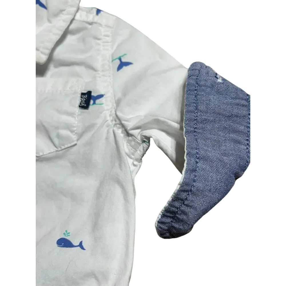 Oshkosh B'gosh Boys white long sleeve bodysuit whale print